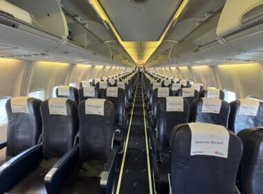 a row of seats on an airplane