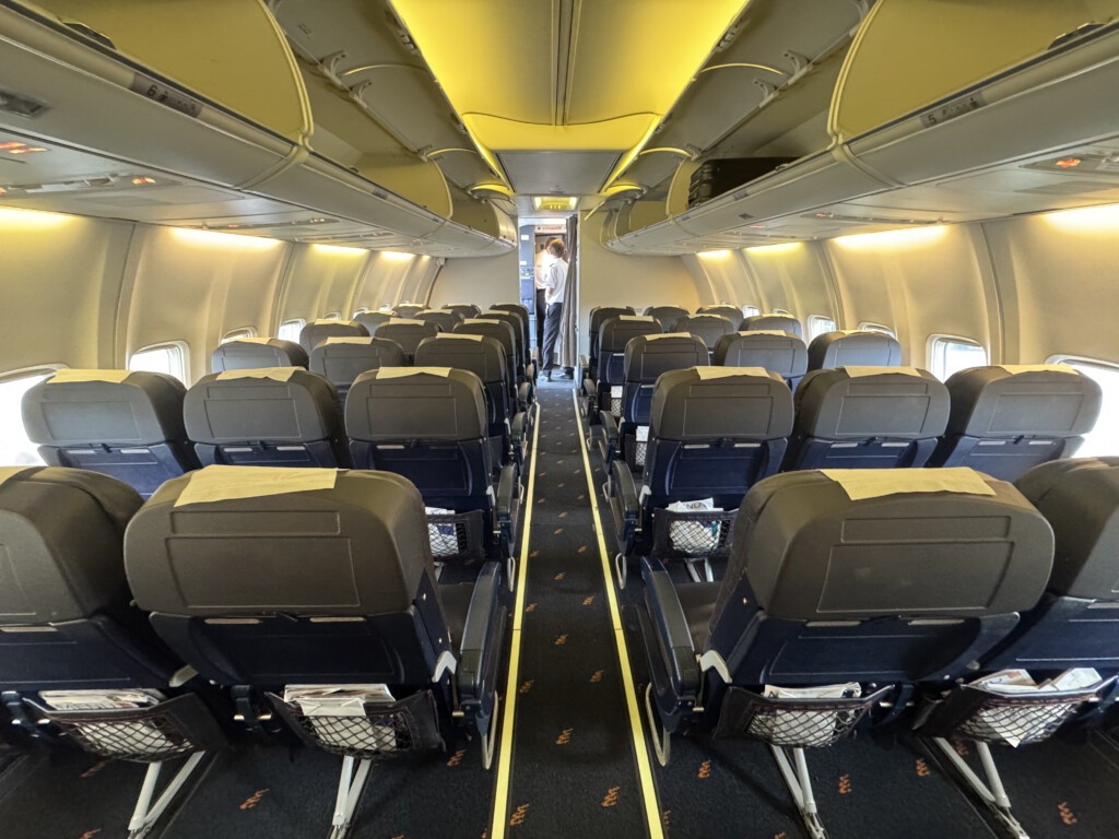 an airplane with rows of seats