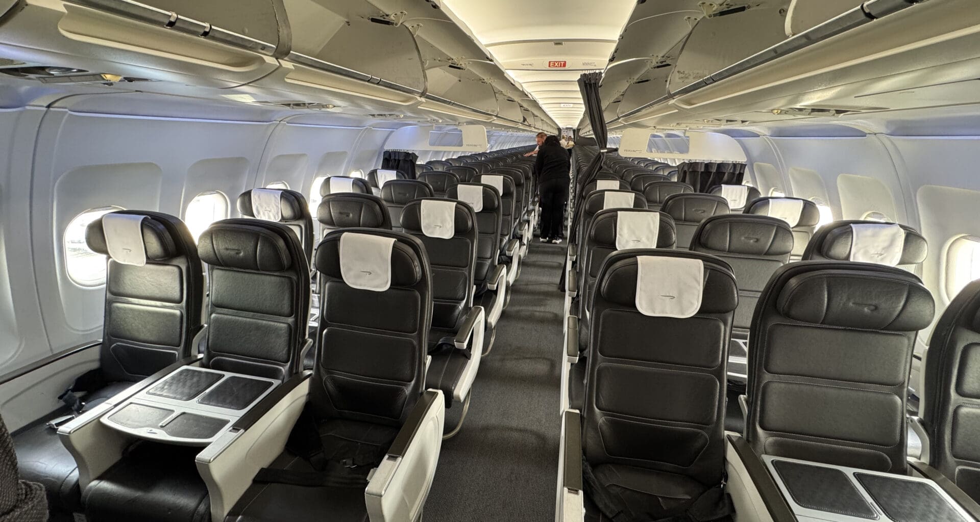 a row of seats on an airplane