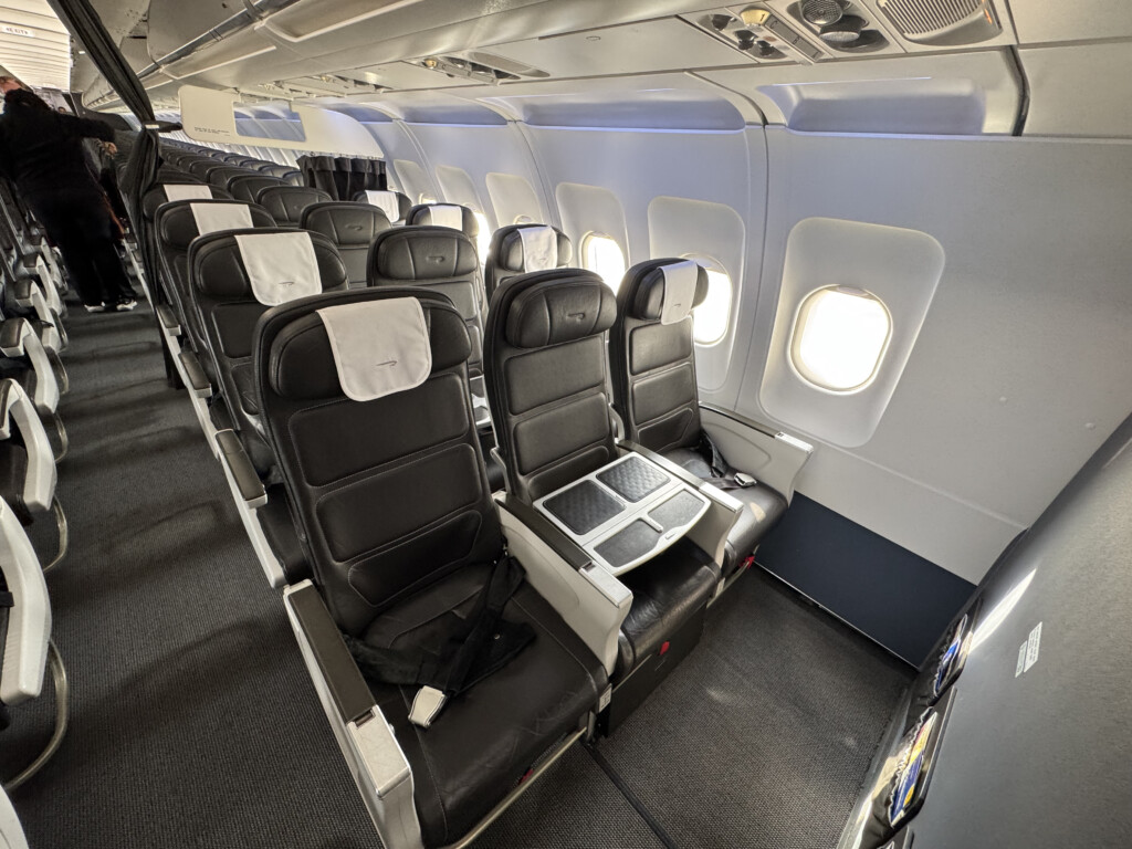 a row of seats in an airplane