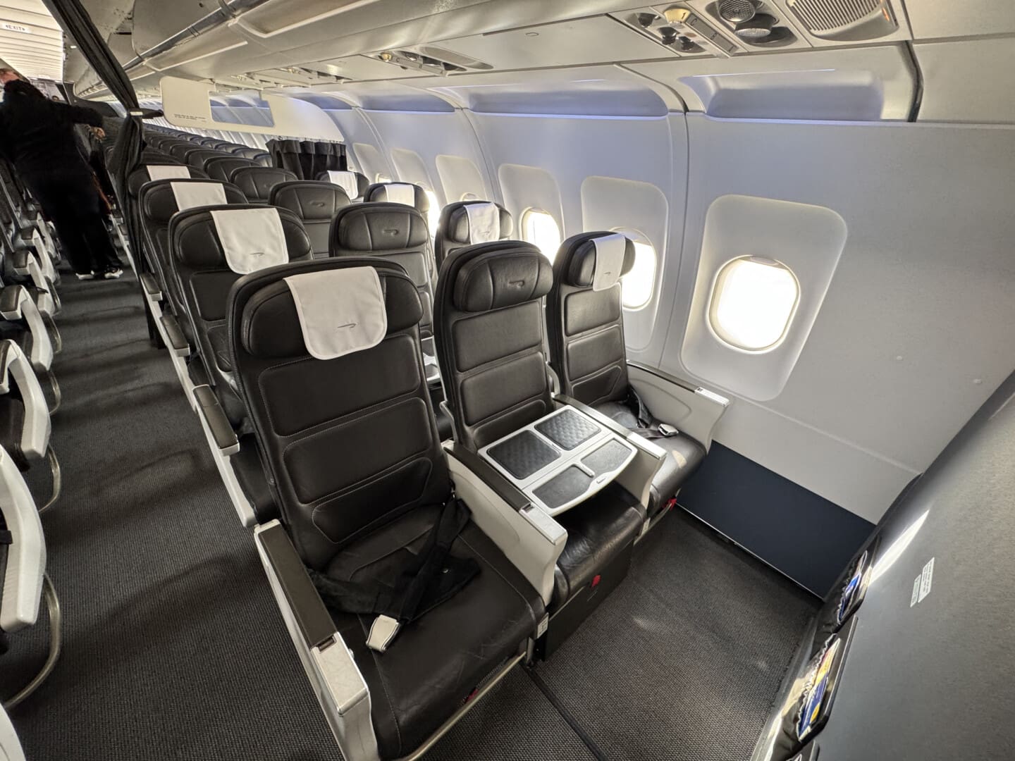 a row of seats in an airplane