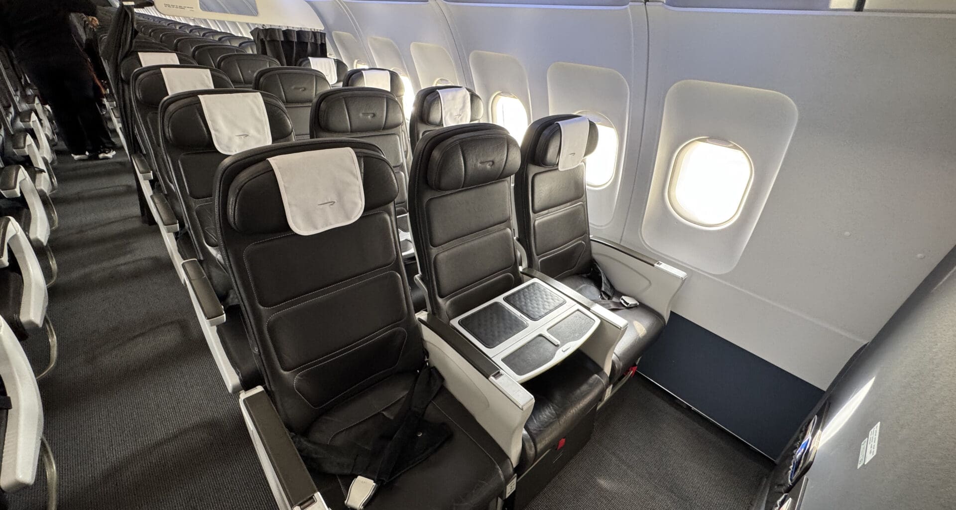 a row of seats in an airplane