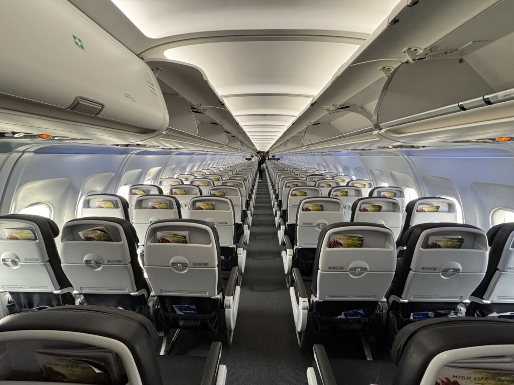 an airplane with rows of seats