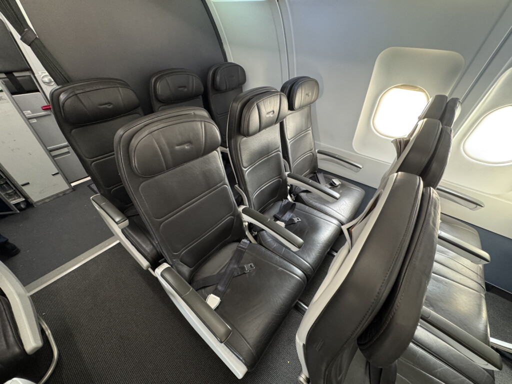 a row of seats in an airplane