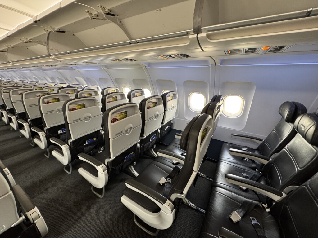 a row of seats in an airplane