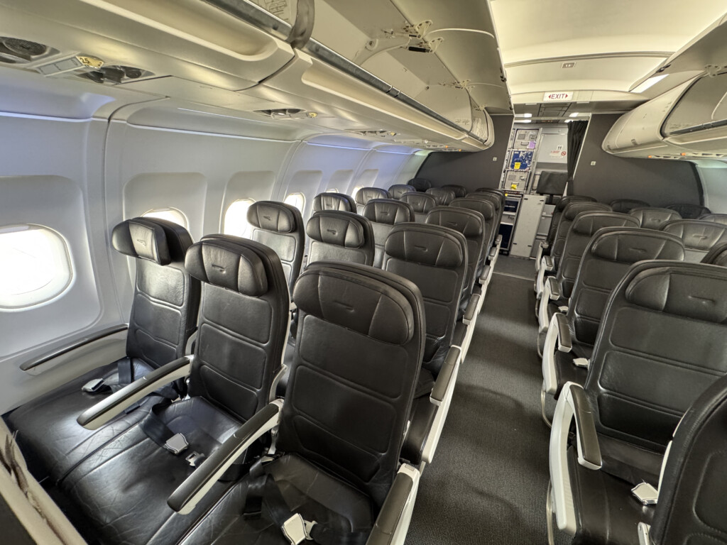 a row of seats in an airplane