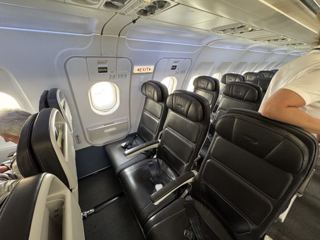 a row of seats on an airplane