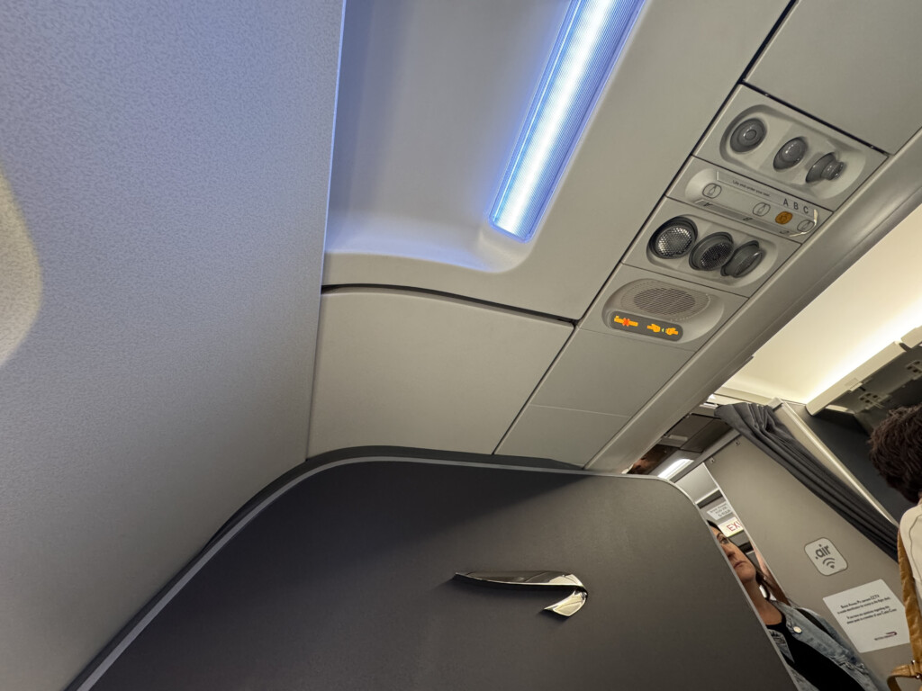 a table in an airplane