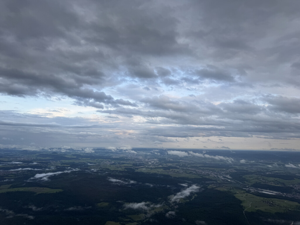 aerial view of a city and a river