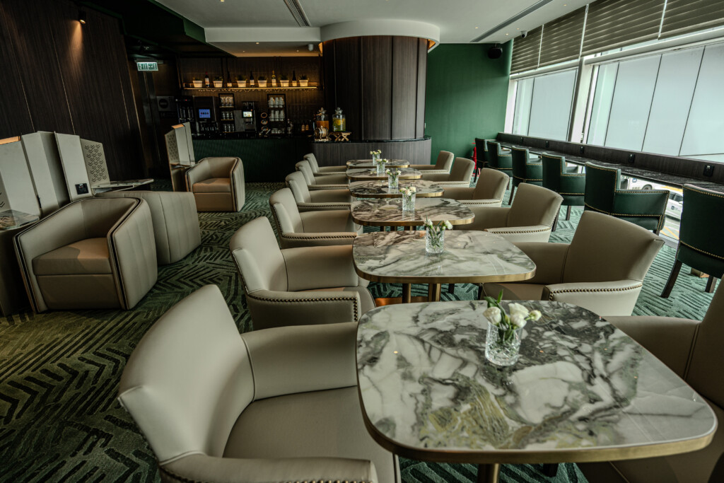 a room with tables and chairs