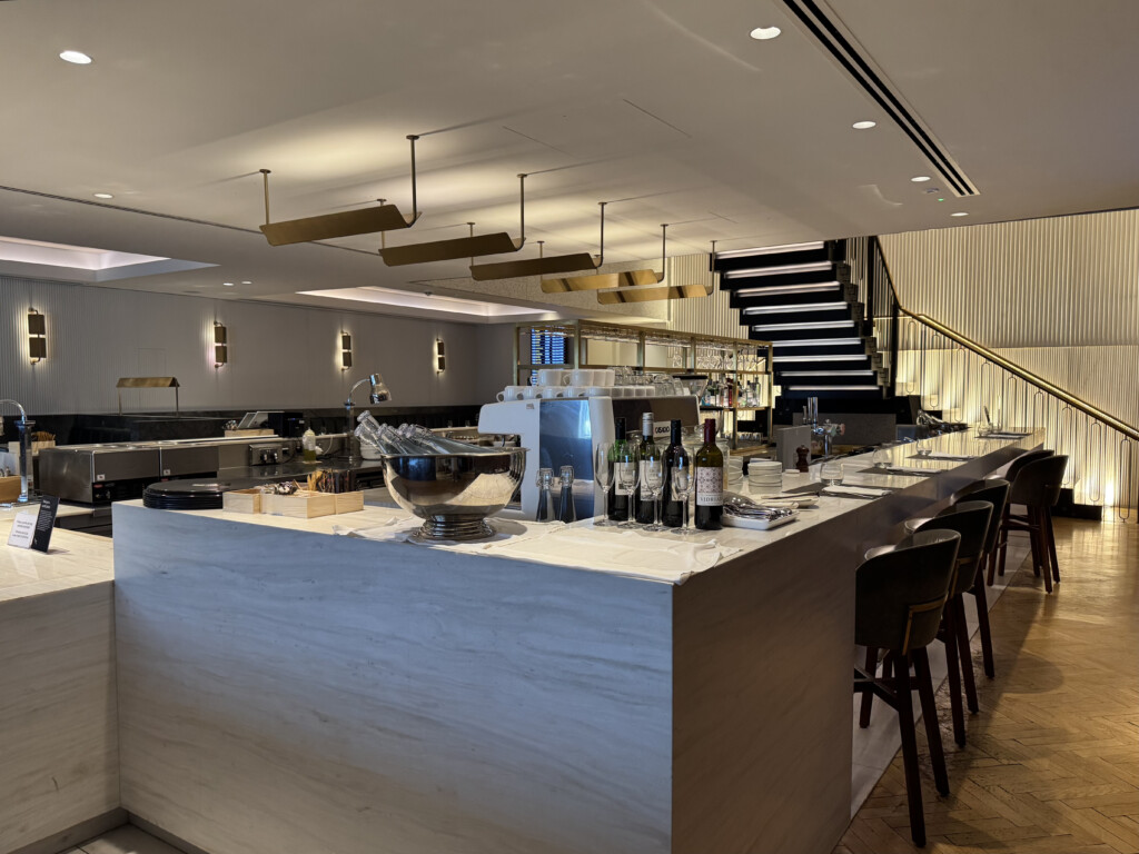 a bar with bottles of alcohol on it