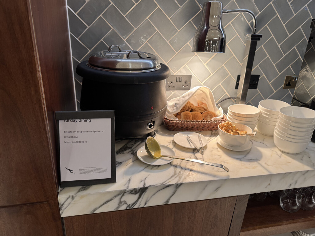 a counter with food on it