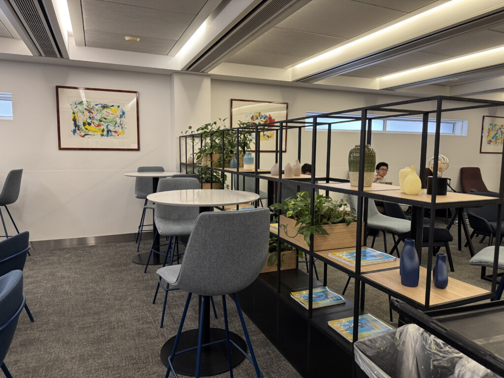 a room with tables and chairs