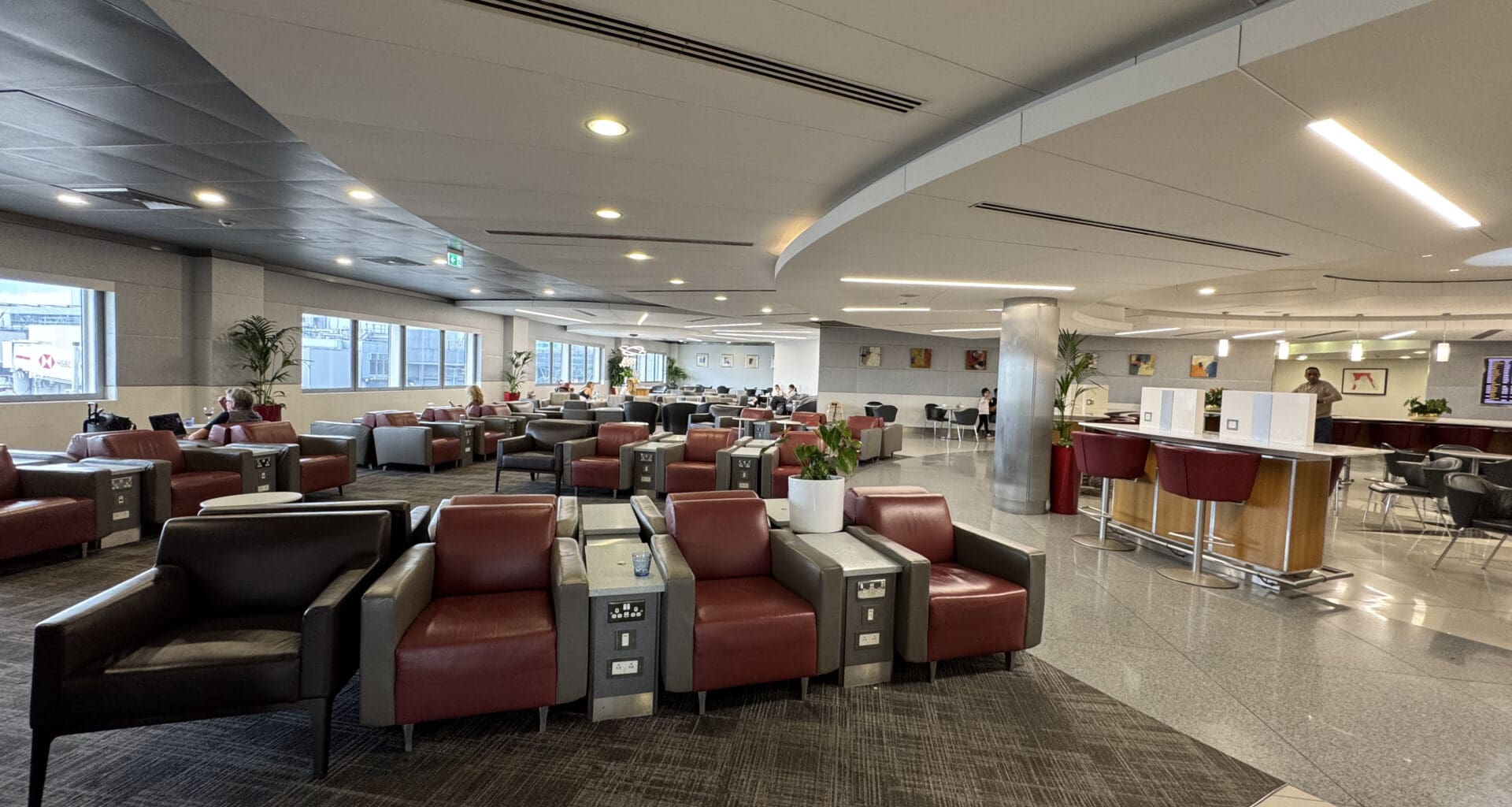 a large room with chairs and tables