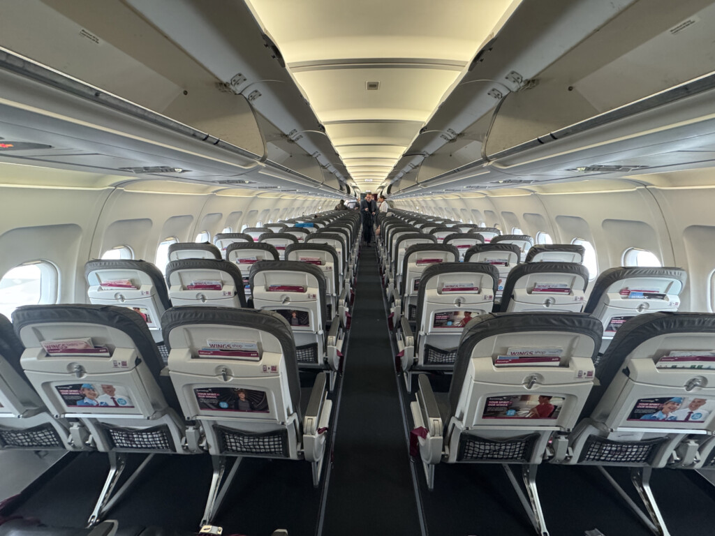 an airplane with rows of seats