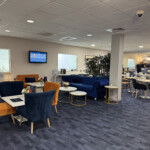 a room with tables and chairs