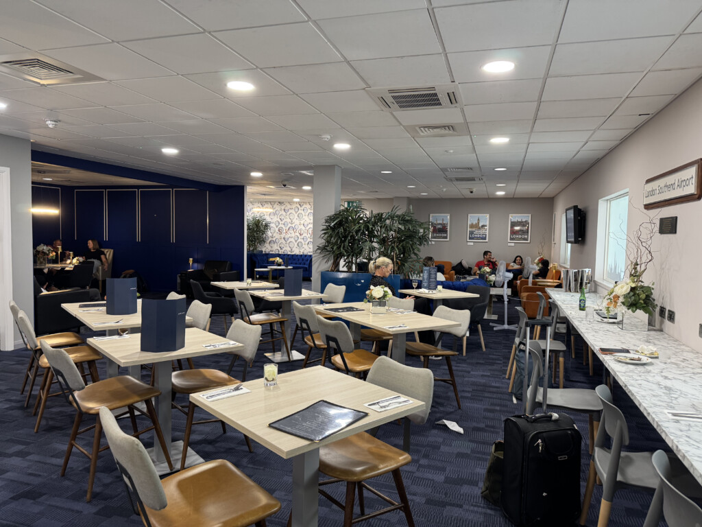 a room with tables and chairs