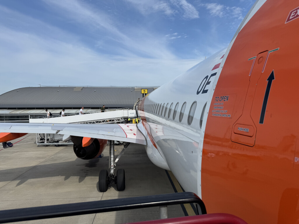 an airplane parked at an airport