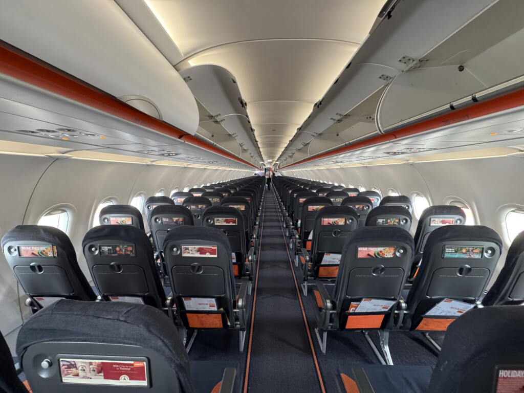 an airplane with rows of seats