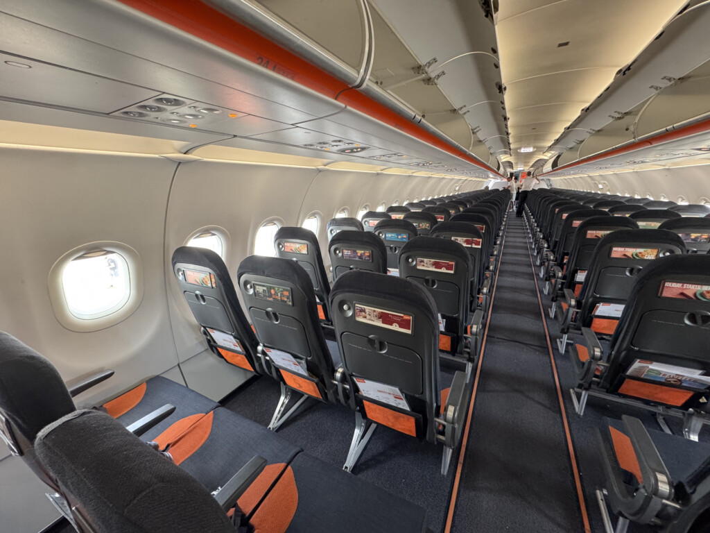 an airplane with rows of seats
