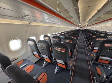 an airplane with rows of seats
