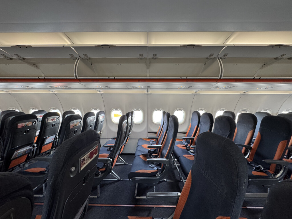 a row of seats in an airplane