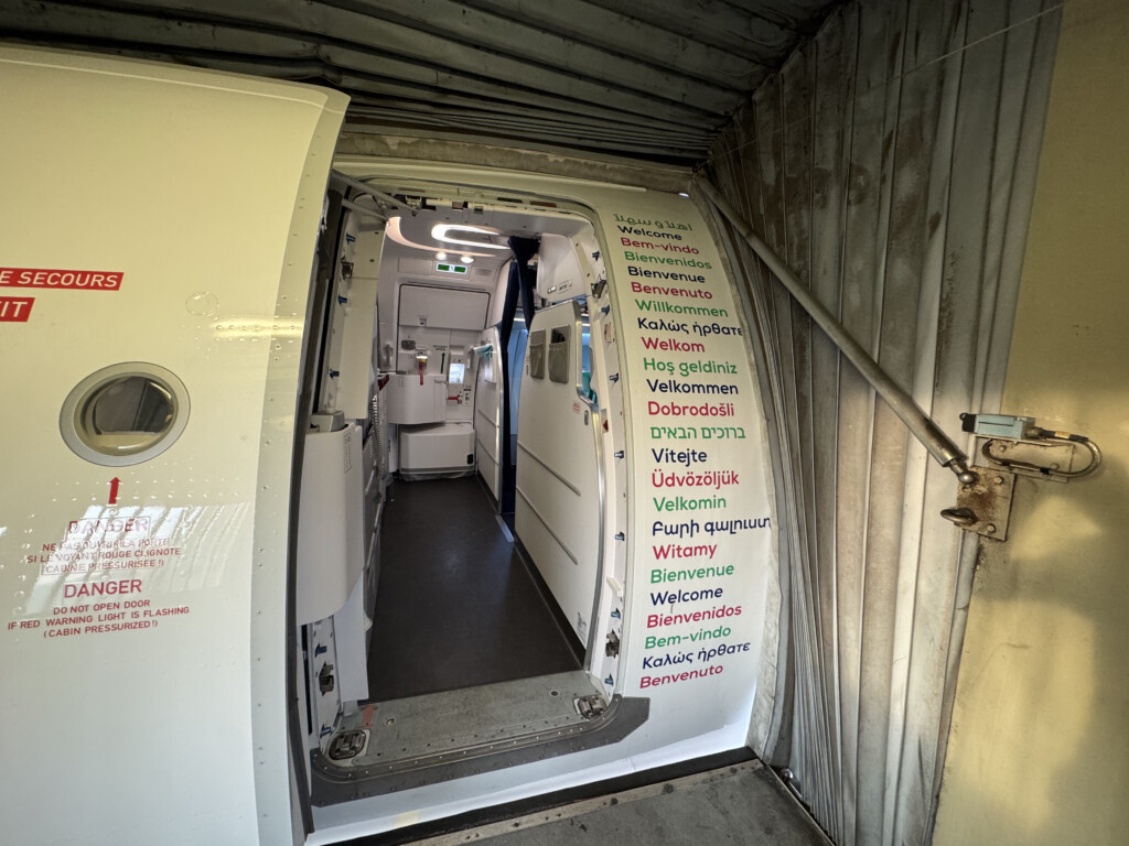 a white door with writing on it