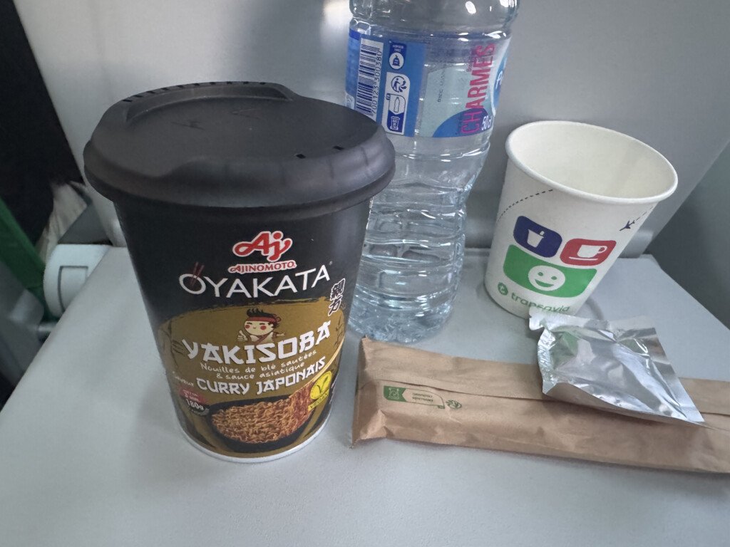 a food and drink on a table