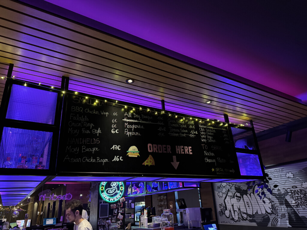 a sign with lights on it