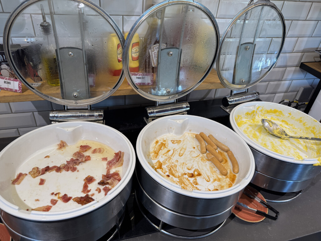 food in a row of bowls