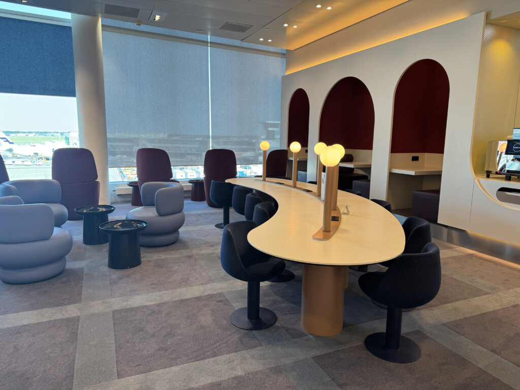 a room with a table and chairs