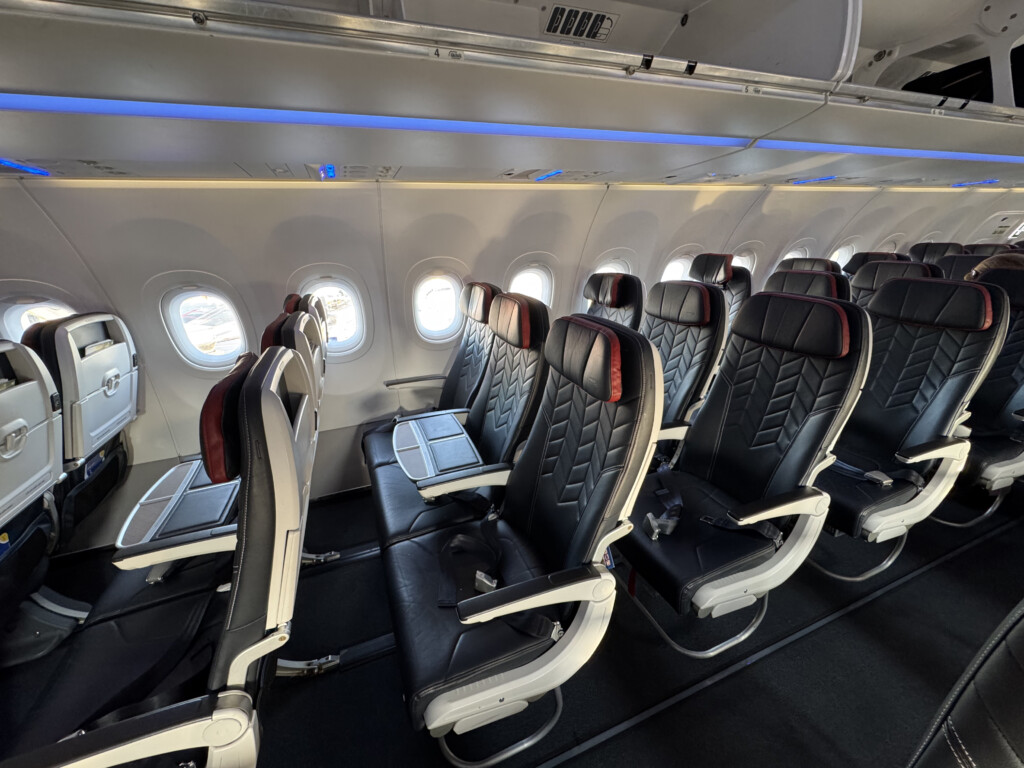 a row of seats on an airplane