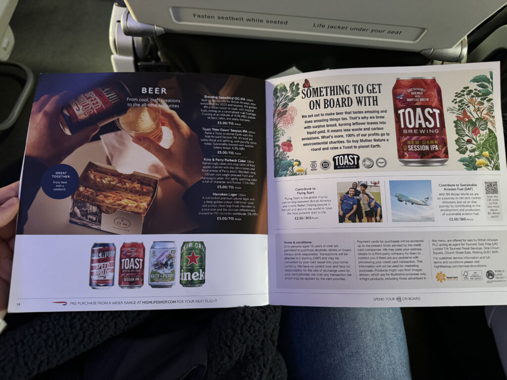 a magazine on a plane