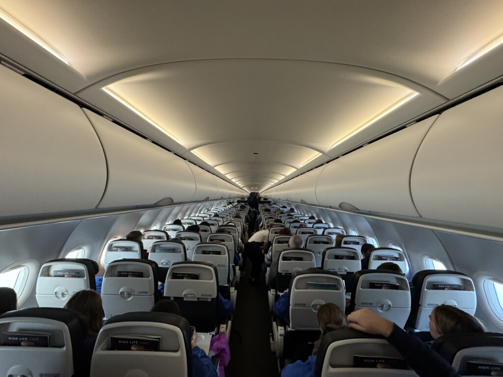 a plane with many seats