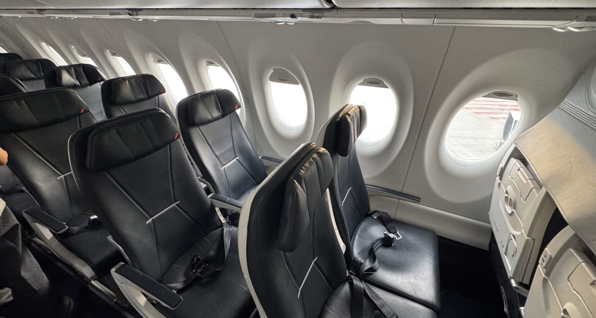 a row of seats in an airplane