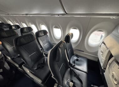 a row of seats in an airplane