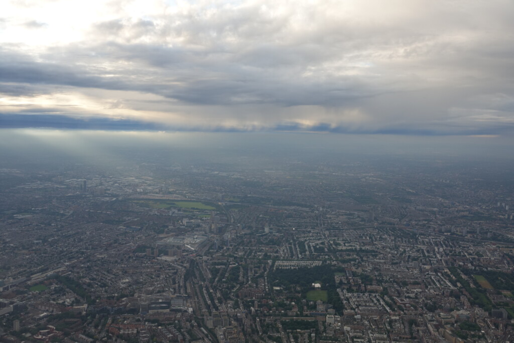 an aerial view of a city