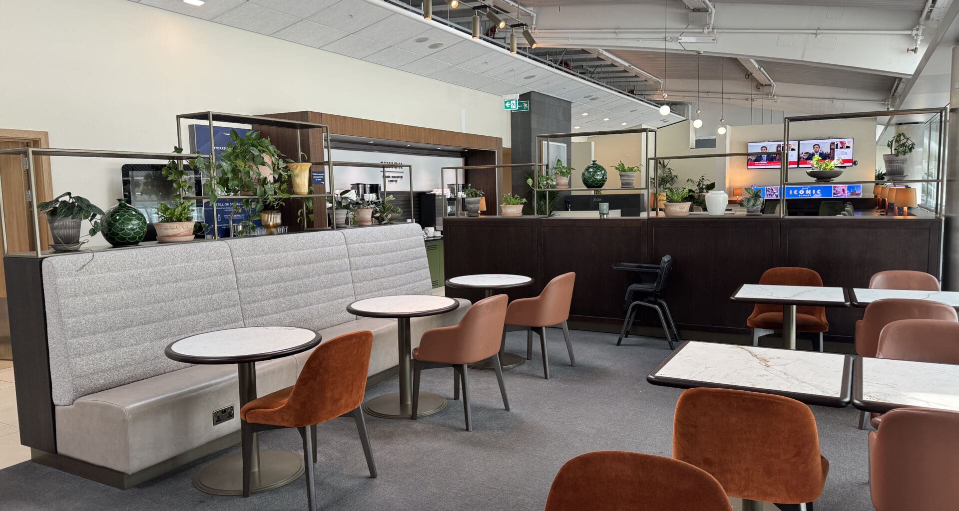 a room with tables and chairs