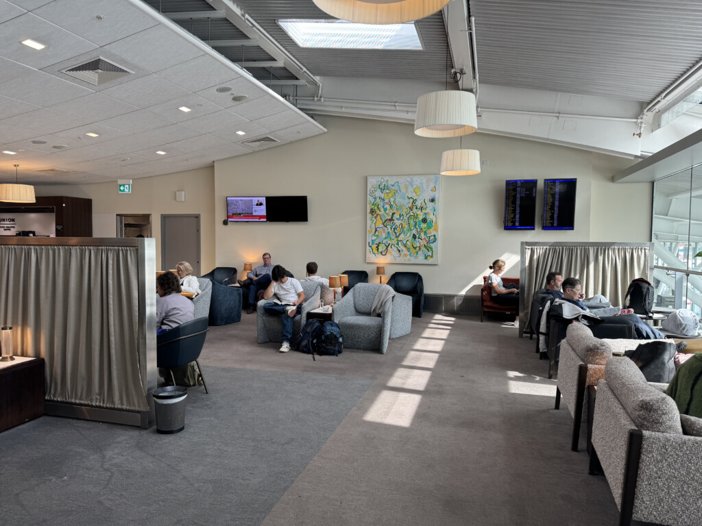 a group of people sitting in a room