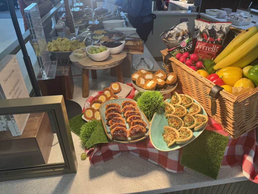 a table with food and fruits