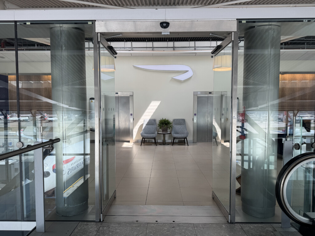 a glass doors in a building