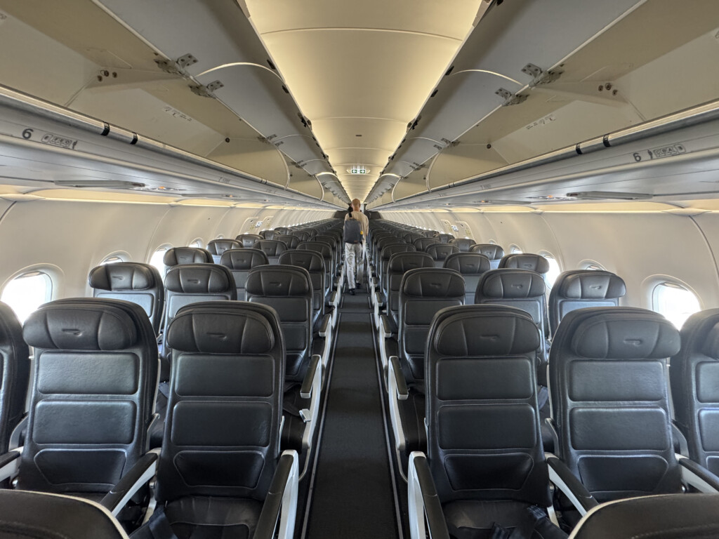 a plane with rows of seats