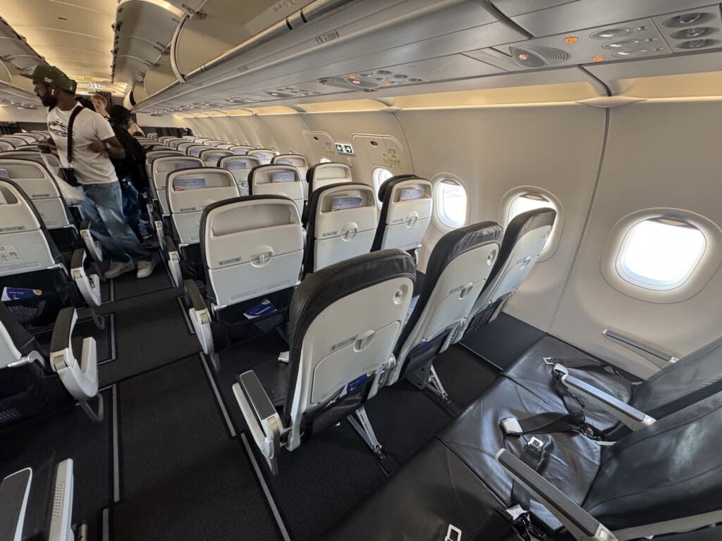 a row of seats in an airplane