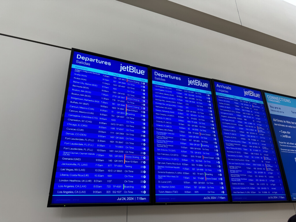 a screenshot of a flight schedule