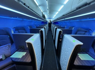 a row of seats in an airplane