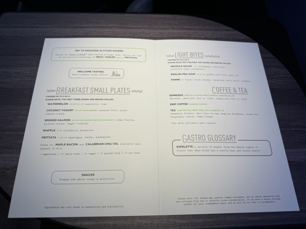 a menu on a table