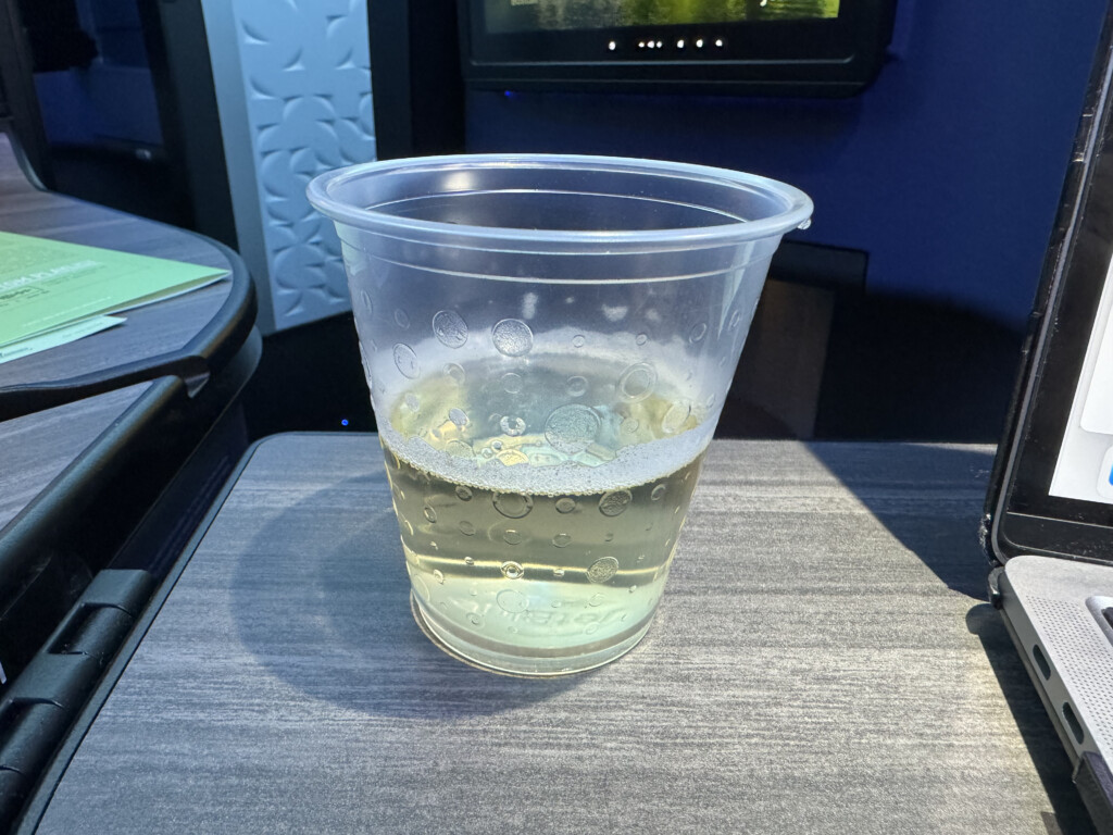 a plastic cup with a drink in it