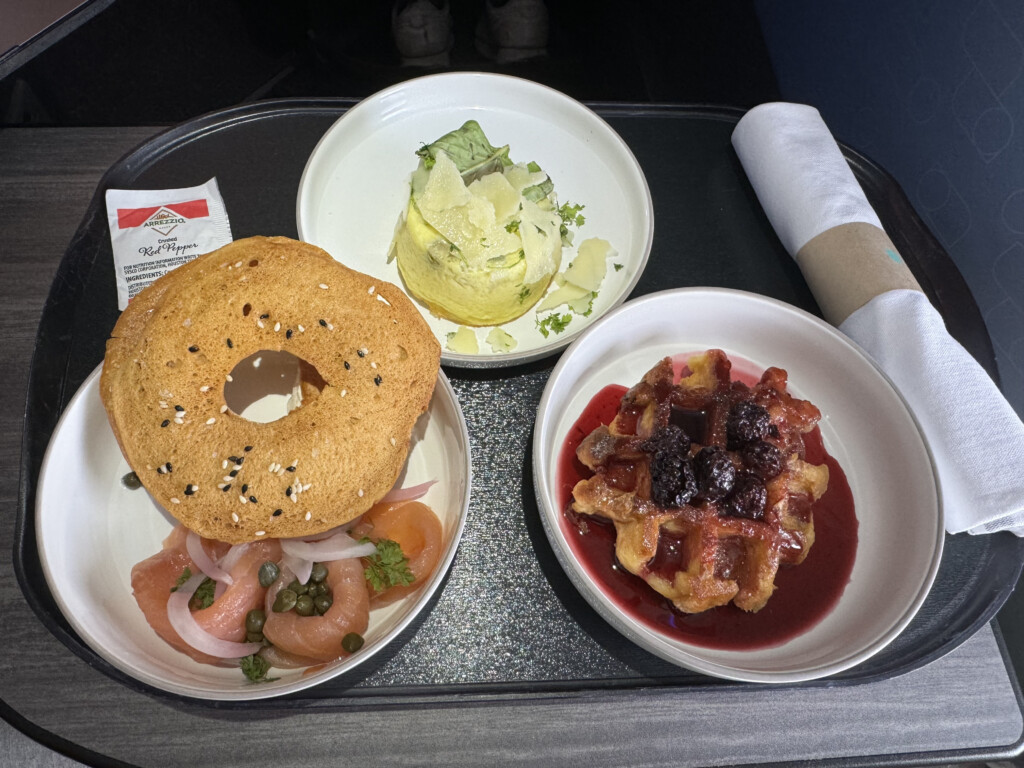 a tray with food on it