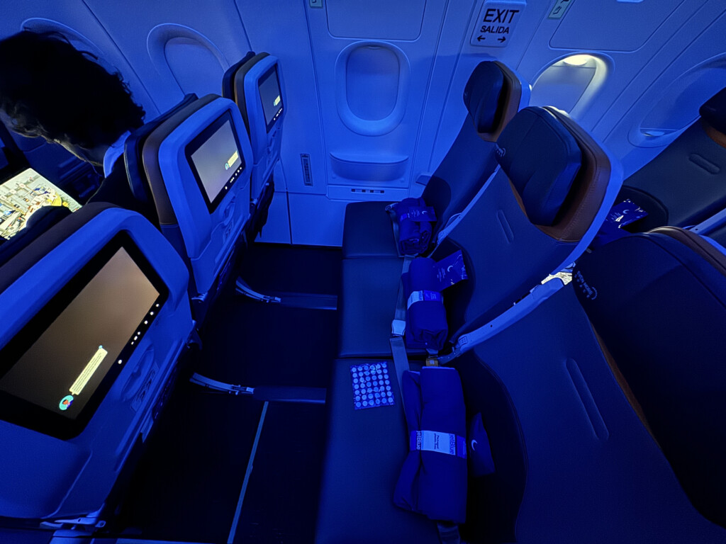 a seat in an airplane