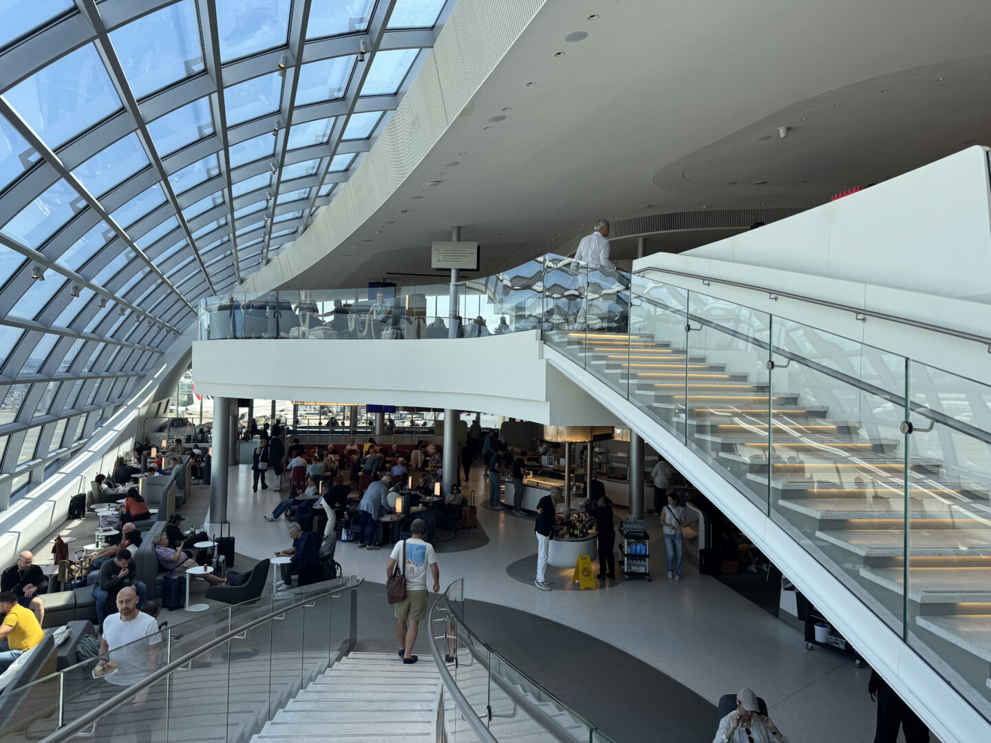 a large building with many people